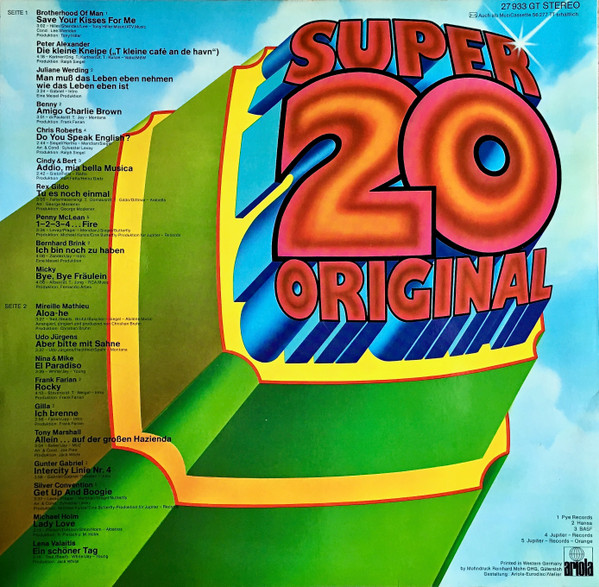 Cover zu Various - Super 20 Original | 1976 | Vinyl | Funk / Soul, Pop | Germany Schallplatten Ankauf