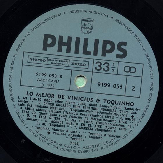 Cover zu Toquinho & Vinicius - Lo Mejor De Vinicius & Toquinho | 1977 | Vinyl | Latin | Argentina Schallplatten Ankauf