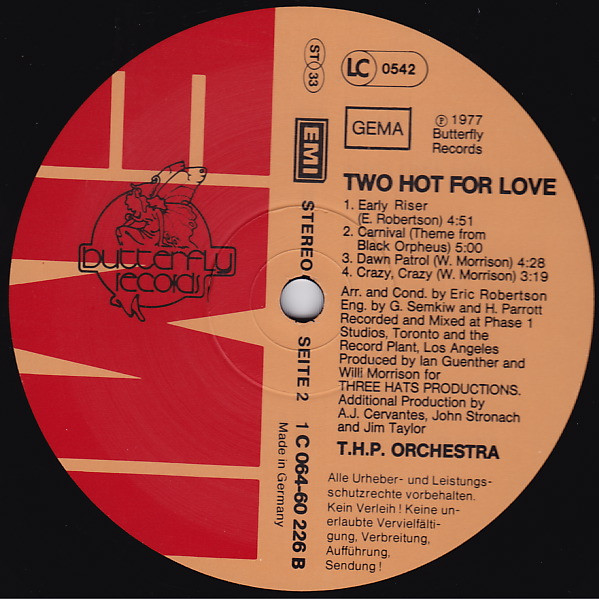 Cover zu THP Orchestra - Two Hot For Love | 1977 | Vinyl | Electronic, Funk / Soul | Germany