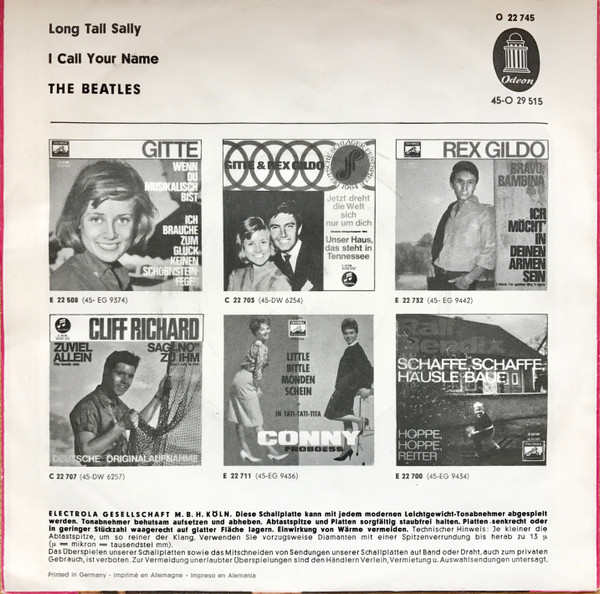 Cover zu The Beatles - Long Tall Sally / I Call Your Name | 1964 | Vinyl | Rock | Germany Schallplatten Ankauf