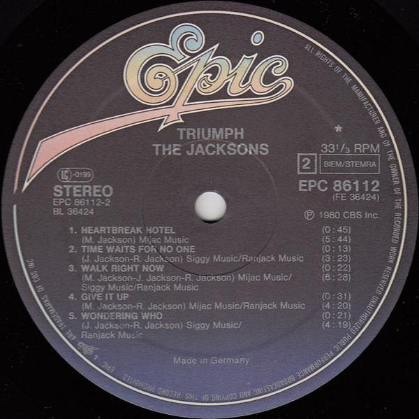 Cover zu The Jacksons - Triumph | 1980 | Vinyl | Funk / Soul | Europe
