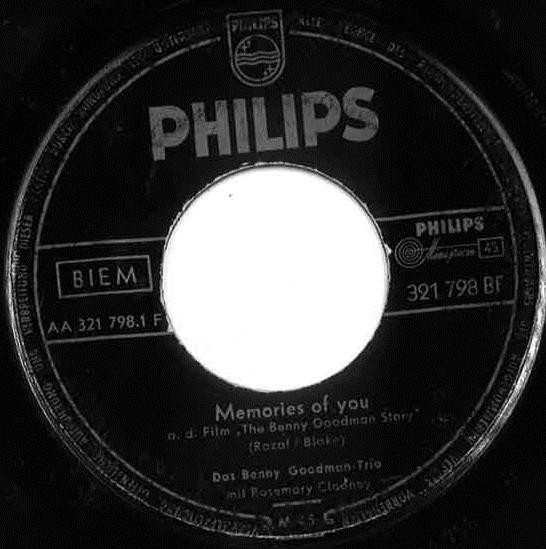 Cover zu Benny Goodman Trio Mit Rosemary Clooney - Memories Of You / It's Bad For Me | Vinyl | Jazz, Pop | Germany Schallplatten Ankauf