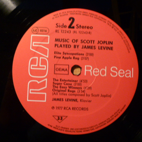 Cover zu Scott Joplin, James Levine (2) - James Levine Plays Scott Joplin | 1977 | Vinyl | Jazz | Germany