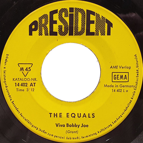 Cover zu The Equals - Viva Bobby Joe / Instant Love | 1969 | Vinyl | Rock, Pop | Germany Schallplatten Ankauf