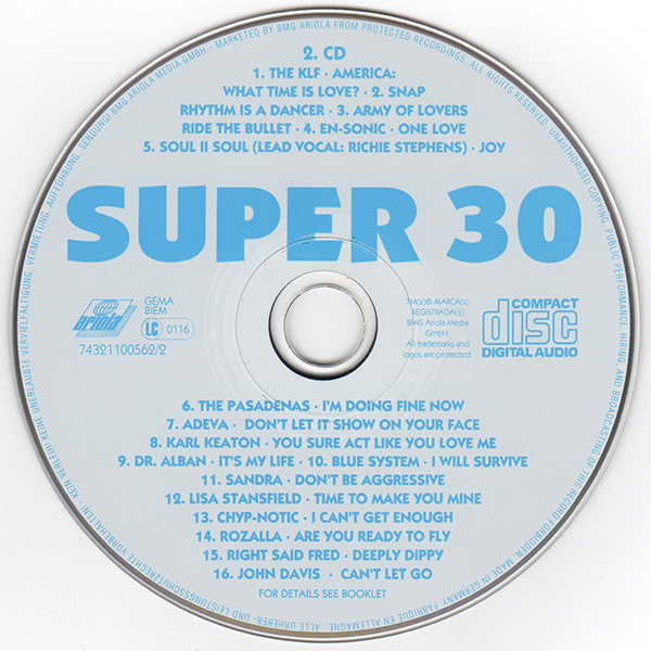 Cover zu Various - Super 30 | 1992 | Vinyl | Electronic, Hip Hop, Rock, Pop | Germany