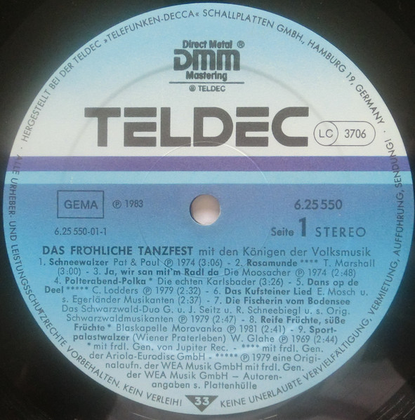 Cover zu Various - Das Fröhliche Tanzfest (Die Schönsten Lieder Zum Feiern) | 1983 | Vinyl | Folk, World, & Country | Germany Schallplatten Ankauf