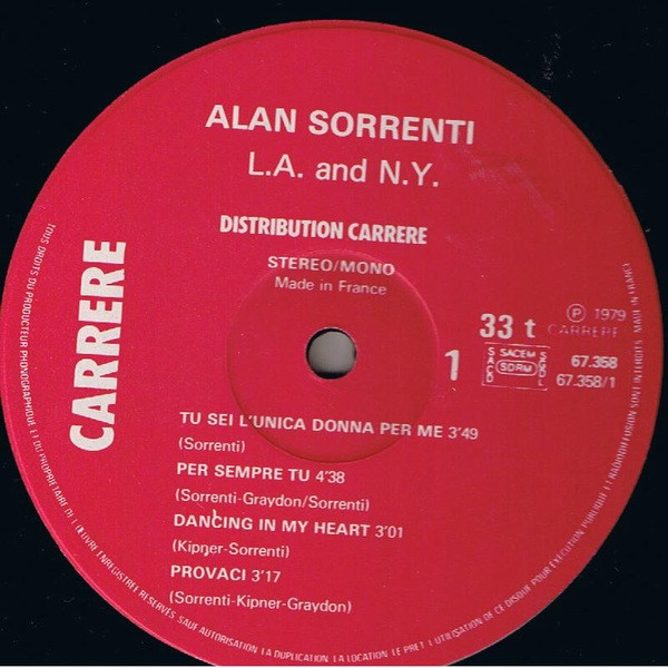 Cover zu Alan Sorrenti - L.A. & N.Y. | 1979 | Vinyl, LP, Album | Electronic, Pop | France Schallplatten Ankauf