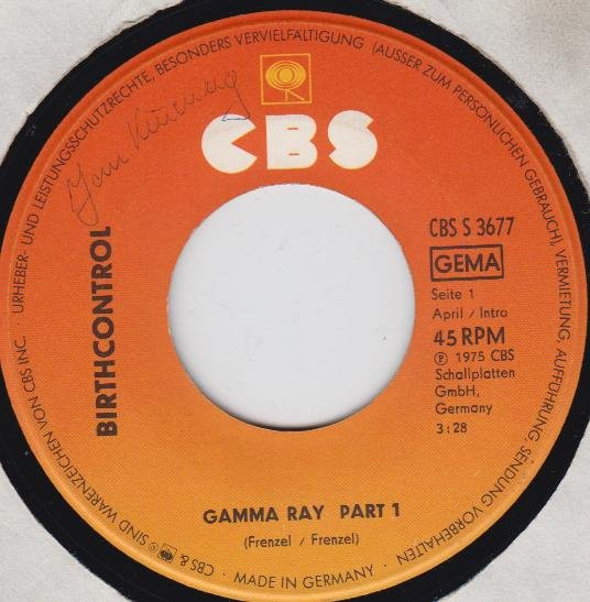 Cover zu Birth Control - Gamma Ray Part 1+2 | 1975 | Vinyl | Electronic, Rock | Germany Schallplatten Ankauf