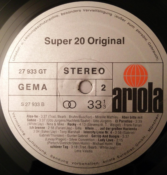 Cover zu Various - Super 20 Original | 1976 | Vinyl | Funk / Soul, Pop | Germany