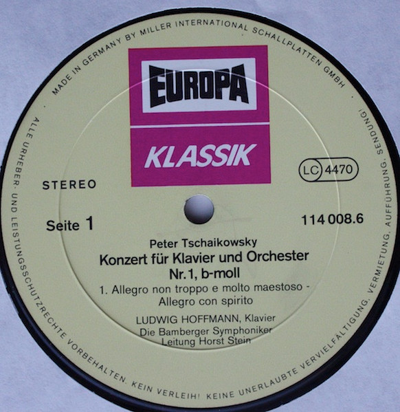 Cover zu Pyotr Ilyich Tchaikovsky By Ludwig Hoffmann And Bamberger Symphoniker - Klavierkonzert B-Moll / Konzert Für Klavier Und Orchester Nr.1 B-Moll | 1979 | Vinyl | Classical | Germany Schallplatten Ankauf