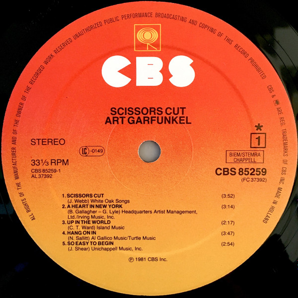 Cover zu Art Garfunkel - Scissors Cut | 1981 | Vinyl | Rock, Pop | Europe