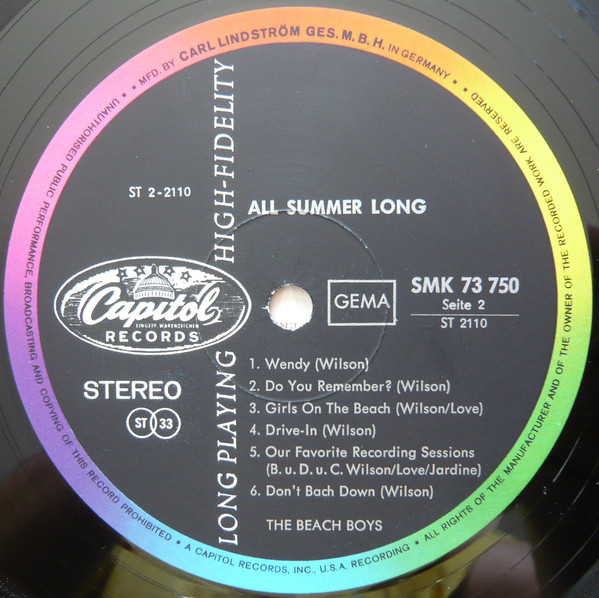Cover zu The Beach Boys - All Summer Long | 1966 | Vinyl | Rock, Pop | Germany