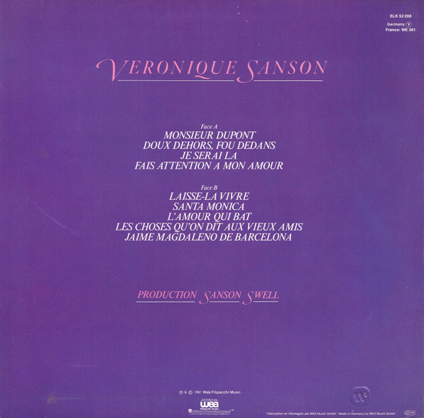 Cover zu Véronique Sanson - Laisse-La Vivre | Vinyl | Pop | Germany Schallplatten Ankauf