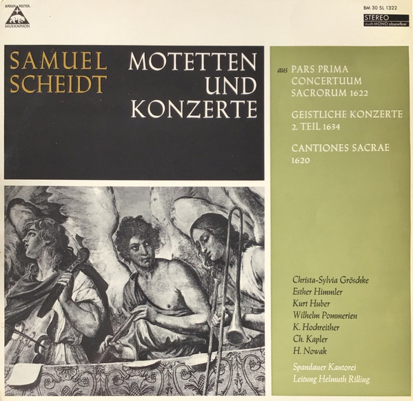 Cover zu Samuel Scheidt - Christa Gröschke, Esther Himmler, Kurt Huber, Wilhelm Pommerien, Karl Hochreither, Christoph Kapler, Johann Nowak, Spandauer Kantorei, Helmuth Rilling - Motetten Und Konzert Schallplatten Ankauf