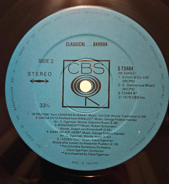 Cover zu Barbra Streisand - Classical ... Barbra | 1976 | Vinyl | Pop, Classical | UK Schallplatten Ankauf