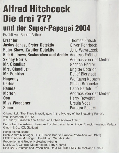 Cover zu Robert Arthur - Die Drei ??? Und Der Super-Papagei 2004 | 2004 | Vinyl | Non-Music | Germany