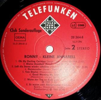 Cover zu Ronny (4) - Kleine Annabell | 1979 | Vinyl | Pop, Folk, World, & Country | Germany