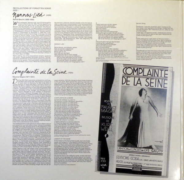 Cover zu Teresa Stratas, Kurt Weill - The Unknown Kurt Weill | 1981 | Vinyl | Classical, Stage & Screen | US