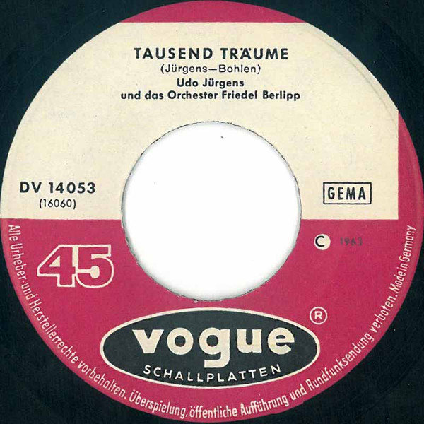 Cover zu Udo Jürgens - Kiss Me Quick / Tausend Träume | 1963 | Vinyl | Pop | Germany