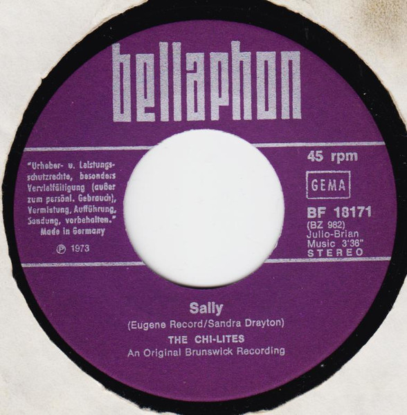 Cover zu The Chi-Lites - A Letter To Myself / Sally | 1973 | Vinyl | Funk / Soul | Germany Schallplatten Ankauf
