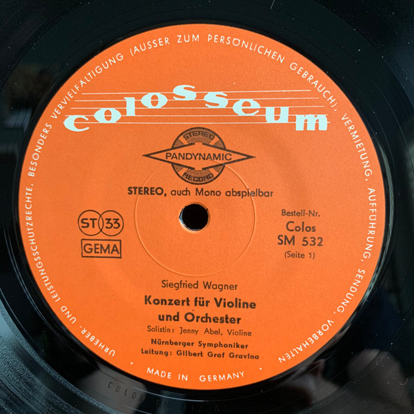 Cover zu Siegfried Wagner, Jenny Abel, Nürnberger Symphoniker, Gilbert Graf Gravina - Konzert Für Violine Und Orchester / Glaube, Zwischenspiel Aus „Der Heidenkönig“ / Vorspiel Zu Dem Märchenspiel „A Schallplatten Ankauf