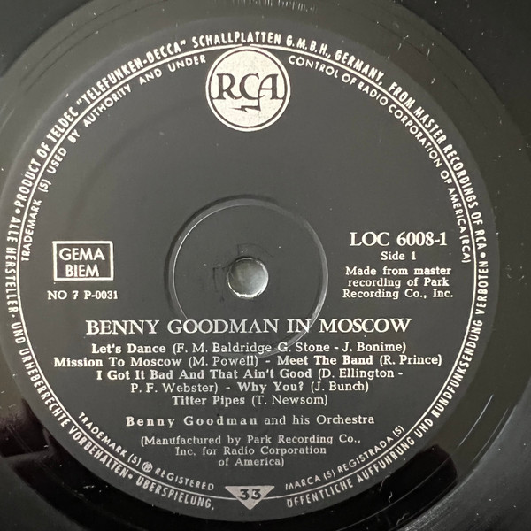 Cover zu Benny Goodman - Benny Goodman In Moscow | 1962 | Vinyl | Jazz | Germany Schallplatten Ankauf