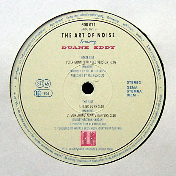 Cover zu The Art Of Noise Featuring Duane Eddy - Peter Gunn (Extended Version) | 1986 | Vinyl | Electronic | Europe