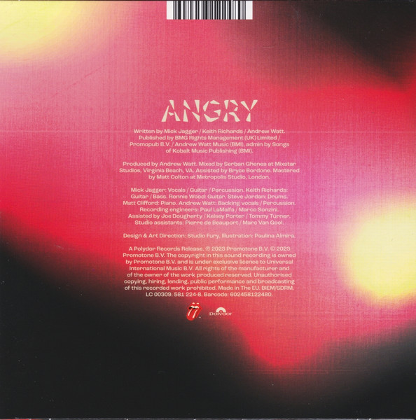 Cover zu The Rolling Stones - Angry | 2023 | Vinyl | Rock | Worldwide