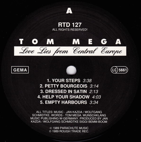 Cover zu Tom Mega - Love Lies From Central Europe | 1989 | Vinyl | Jazz, Rock, Blues, Pop | Germany Schallplatten Ankauf