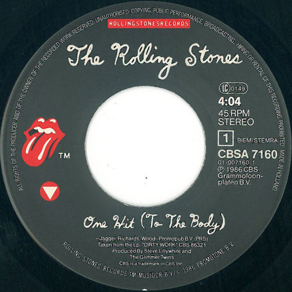 Cover zu The Rolling Stones - One Hit (To The Body) | 1986 | Vinyl | Rock | Europe