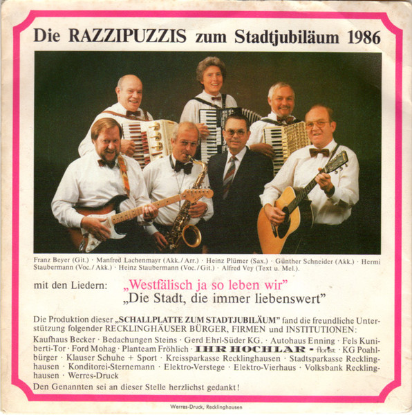 Cover zu Die Razzipuzzis - Die Razzipuzzis Zum Stadtjubiläum 1986 | 1985 | Vinyl | Pop | Germany