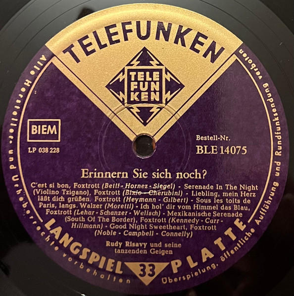 Cover zu Rudy Risavy And His Dancing Violins - Erinnern Sie Sich Noch? | Vinyl | Pop | Germany