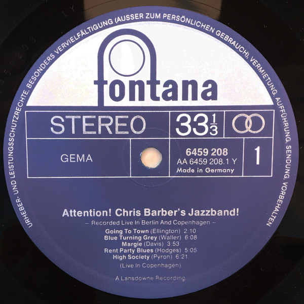 Cover zu Chris Barber's Jazz Band - Recorded Live In Berlin And Copenhagen | Vinyl | Jazz | Germany Schallplatten Ankauf