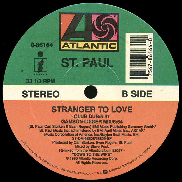 Cover zu St. Paul - Stranger To Love | 1990 | Vinyl | Electronic, Rock, Pop | US Schallplatten Ankauf