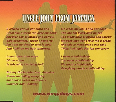 Cover zu Vengaboys - Uncle John From Jamaica | 2000 | Vinyl | Electronic | Germany
