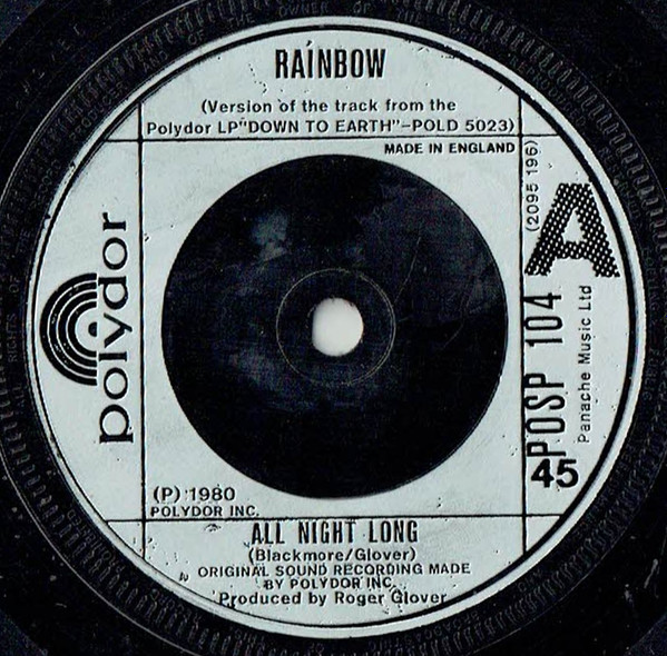 Cover zu Rainbow - All Night Long | 1980 | Vinyl | Rock | UK Schallplatten Ankauf