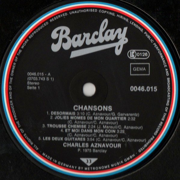 Cover zu Charles Aznavour - Chansons | Vinyl | Pop | Germany