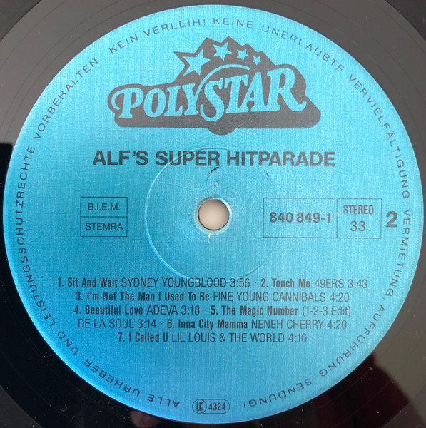 Cover zu Various - Alf's Super Hitparade | 1990 | Vinyl | Electronic, Hip Hop, Rock, Pop | Germany