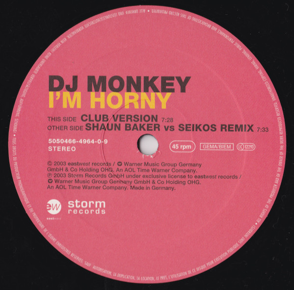 Cover zu DJ Monkey (2) - I'm Horny | 2003 | Vinyl | Electronic | Germany Schallplatten Ankauf