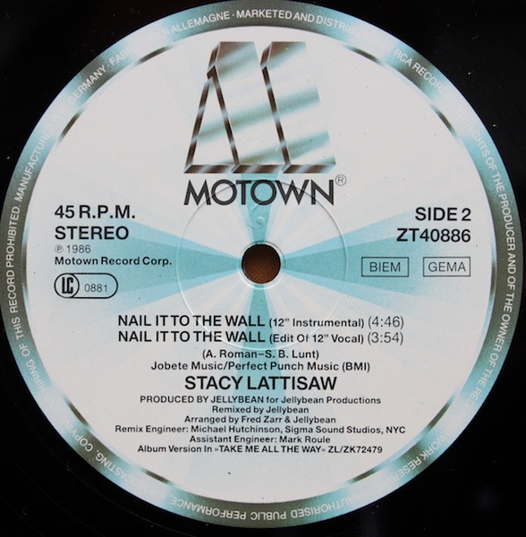 Cover zu Stacy Lattisaw - Nail It To The Wall | 1986 | Vinyl | Electronic, Funk / Soul | Europe Schallplatten Ankauf