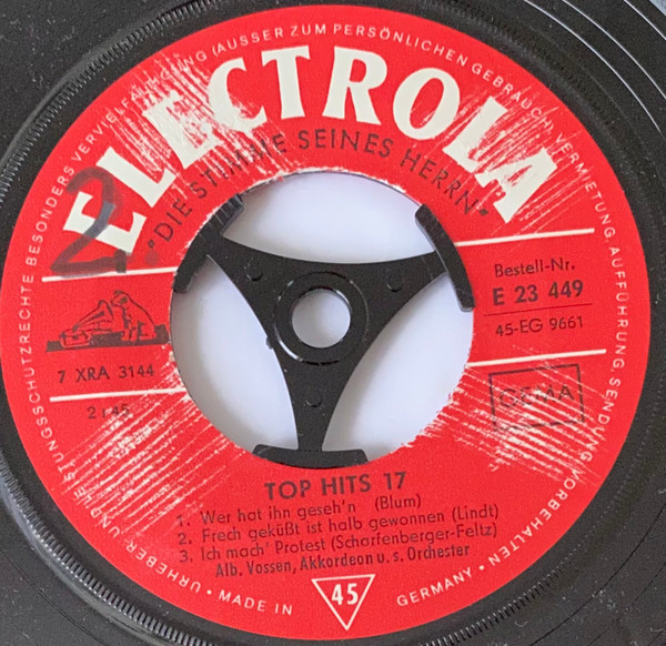 Cover zu Albert Vossen Und Sein Orchester - Top-Hits 17 | 1966 | Vinyl, 45 RPM, 7