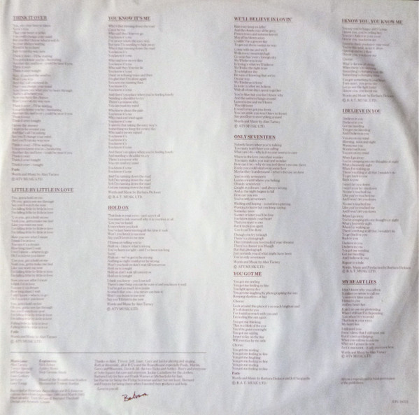 Cover zu Barbara Dickson - You Know It's Me | 1981 | Vinyl | Pop | Europe