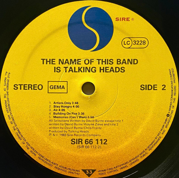 Cover zu Talking Heads - The Name Of This Band Is Talking Heads | 1982 | Vinyl | Rock | Germany