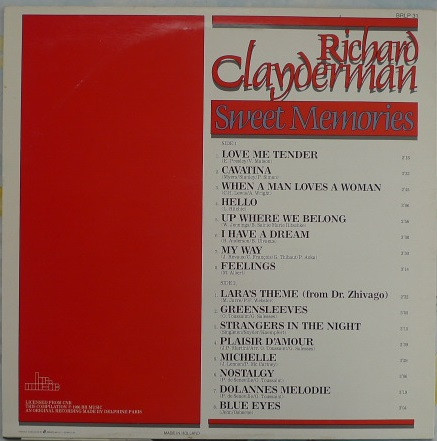 Cover zu Richard Clayderman - Sweet Memories | 1986 | Vinyl | Pop, Classical | Netherlands