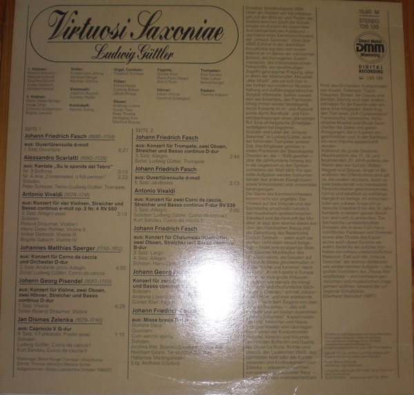 Cover zu Virtuosi Saxoniae, Ludwig Güttler - Virtuosi Saxoniae • Ludwig Güttler | 1988 | Vinyl | Classical | German Democratic Republic (GDR)