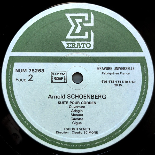 Cover zu Arnold Schoenberg, I Solisti Veneti, Claudio Scimone - Verklärte Nacht Op. 4 = La Nuit Transfigurée / Suite Pour Cordes En Sol Majeur =G Major = G Dur | 1986 | Vinyl | Classical | France Schallplatten Ankauf