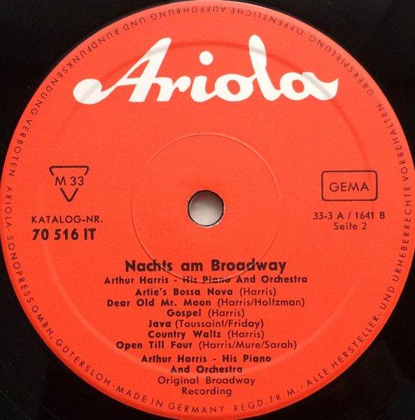 Cover zu Arthur Harris And His Orchestra - Nachts Am Broadway | Vinyl | Pop | Germany Schallplatten Ankauf