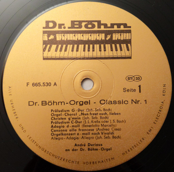Cover zu André Duriaux - Dr. Böhm-Orgel-Classic Nr. I | 1975 | Vinyl | Classical | Germany