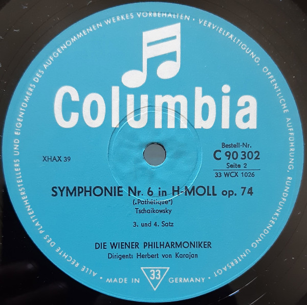 Cover zu Pyotr Ilyich Tchaikovsky, Wiener Philharmoniker, Herbert von Karajan - VI. Sinfonie H-Moll »Pathétique« | Vinyl | Classical | Germany