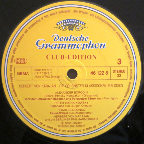 Cover zu Berliner Philharmoniker, Herbert von Karajan - Die Schönsten Klassischen Melodien | Vinyl | Classical | Germany